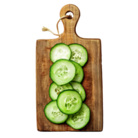 Sliced Cucumber on chopping board isolate on transparency background png