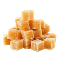 Heap of cane sugar cubes side view isolate on transparency background png