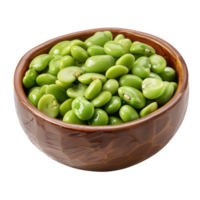 Lima Beans in a bowl front view isolate on transparency background png
