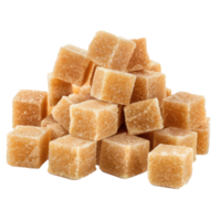 Heap of cane sugar cubes front view isolate on transparency background png