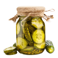 Jar of marinated cucumbers isolate on transparency background png