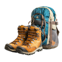 hiking boots and backpack isolate on transparency background png