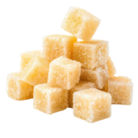 Heap of cane sugar cubes side view isolate on transparency background png