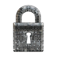 Modern Digital Lock Big data with encrypted computer code front view isolate on transparency background png