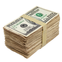 Stack of Dollar bills front view isolate on transparency background png