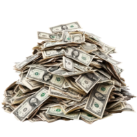 Heap of money, Dollar bills front view isolate on transparency background png