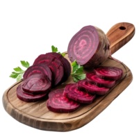 beets on a cutting board with parsley isolate on white background png