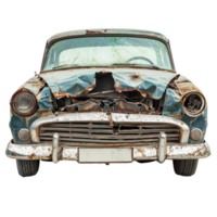 Broken car front view isolate on transparency background png