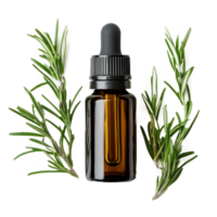 Essential Oil with Sprigs of Fresh Rosemary isolate on transparency background png