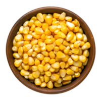 Corn in a bowl top view isolate on transparency background png