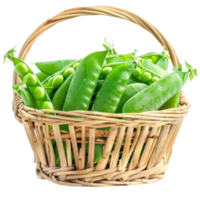 Snap Sugar Peas in basket isolate on transparency background png