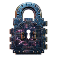 Modern Digital Lock Big data with encrypted computer code front view isolate on transparency background png