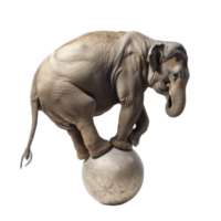 Elephant standing on a ball side view isolate on transparency background png