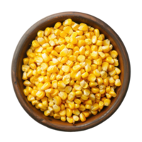 Corn in a bowl top view isolate on transparency background png