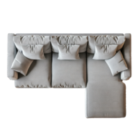 Sofa with Chaise top view full length isolate on transparency background png