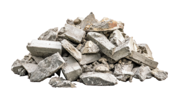 Construction waste in the form of a pile of concrete fragments isolate on transparency background png