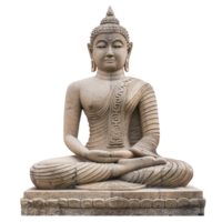 Buddha status made of stone front view isolate on transparency background png