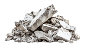 Construction waste in the form of a pile of concrete fragments isolate on transparency background png