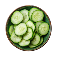 Cucumber in a bowl top view isolate on transparency background png