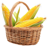Corn in basket isolate on transparency background png