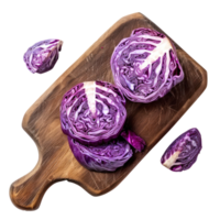 Sliced Purple Cabbage on chopping board isolate on transparency background png