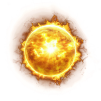 realistic sun image, object in center, transparency background png