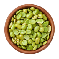 Lima Beans in a bowl top view isolate on transparency background png