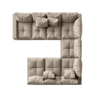 Sectional Sofa top view full length isolate on transparency background png