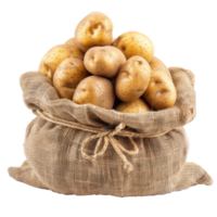 Ripe potato in burlap sack isolate on transparency background png