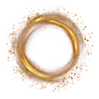 Circle of gold dust with lot of small particles and flickering sparks different scale on transparency background png