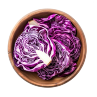 Purple Cabbage in a bowl top view isolate on transparency background png