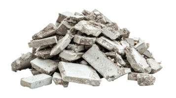 Construction waste in the form of a pile of concrete fragments isolate on transparency background png