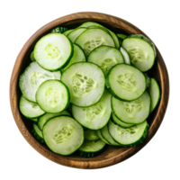Slices of Cucumber in a bowl top view isolate on transparency background png