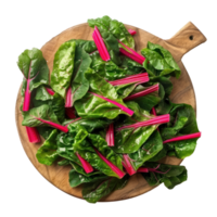 Sliced Chard on chopping board top view isolate on transparency background png