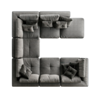 Sectional Sofa top view full length isolate on transparency background png