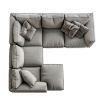 Sectional Sofa top view full length isolate on transparency background png