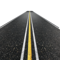 3d asphalt road front view isolate on transparency background png