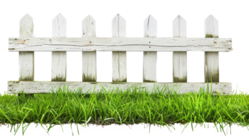 White wooden fence on the grass isolate on transparency background png