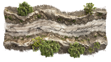 3D Soil-Stabilized Roads top view isolate on transparency background png
