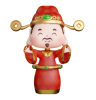 A cute 3D rendering of the God of Wealth with open hands png