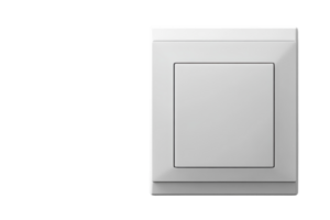 Simple white electrical switch installed on a wall panel in a modern indoor setting png