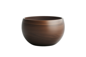 Elegant wooden bowl displaying rich texture and craftsmanship in a minimalistic design setting png