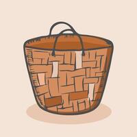 a basket with a handle on a beige background vector