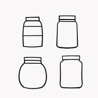 four jars with different lids vector