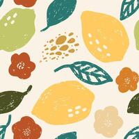lemon and orange seamless pattern vector