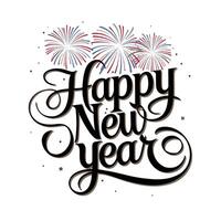 Happy new year text with fireworks vector
