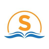 Letter S Education Logo Book Concept. Training Career Sign, University, Academy Graduation Logo Template Design vector