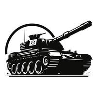 A black and white image of a tank vector