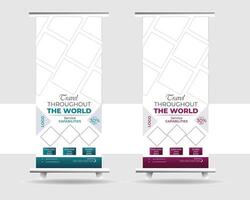 Creative travel Roll up banner design vector