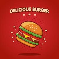 cheeseburger isolated on red background vector